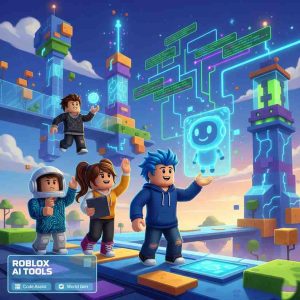 Roblox AI 2 Roblox characters interacting with futuristic AI elements